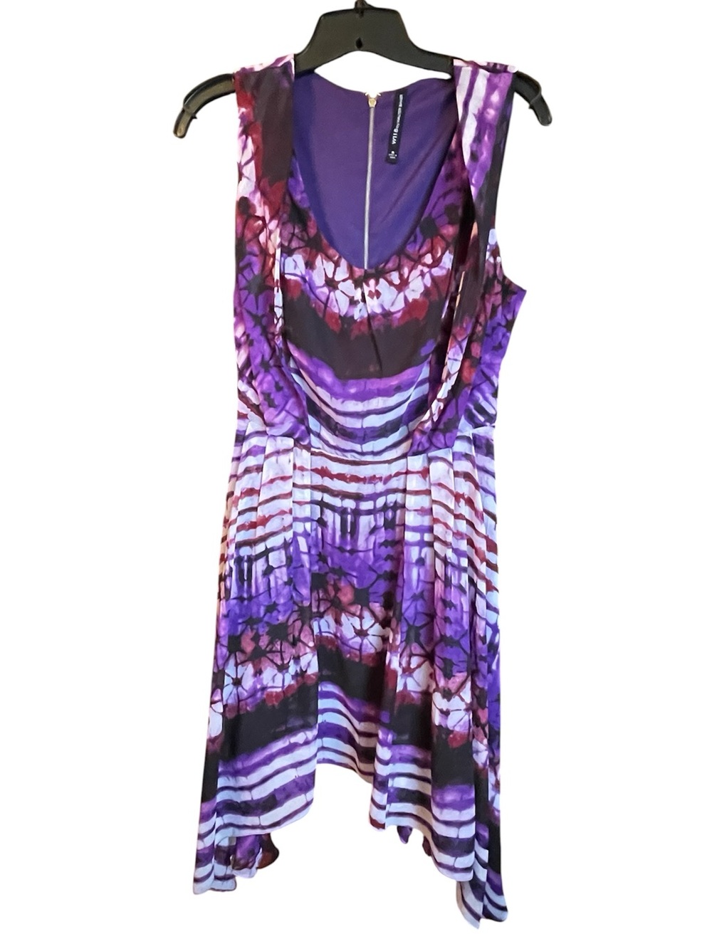 W118 by Walter Baker Purple Tie-Dye Sleeveless Asymmetrical Drape Neck Dress SmM